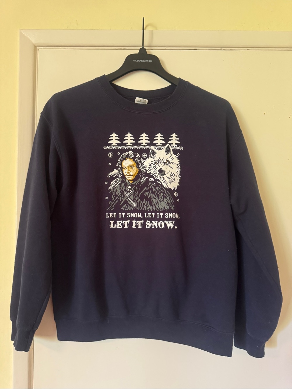 Jon Snow Game of Thrones Men's Navy Ugly Holiday Crewneck